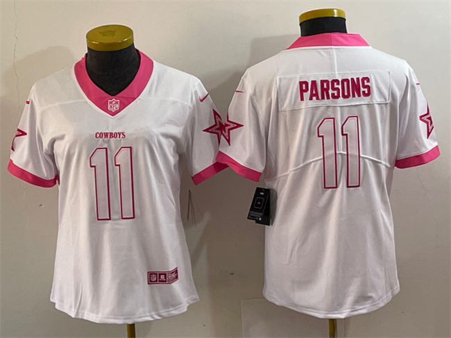 Youth Dallas Cowboys #11 Micah Parsons White Pink Vapor Untouchable Limited Stitched Football Jersey